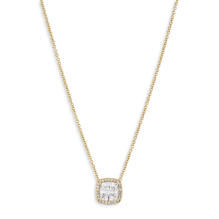 Nadri Cushion Cut Halo Pendant Necklace, 16