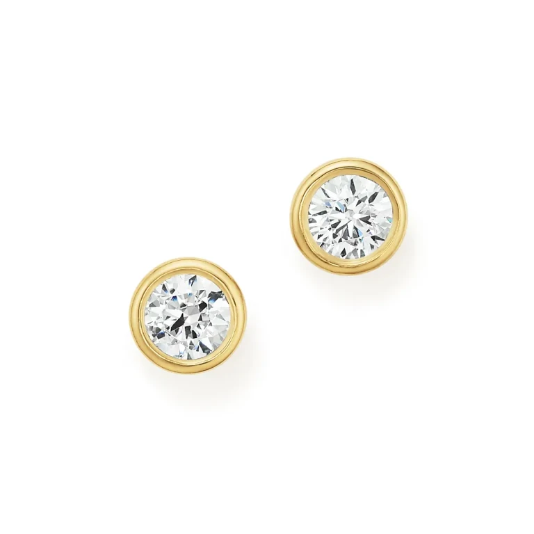 Diamond Bezel Stud Earrings in 14K Yellow Gold, 1.0 tcw