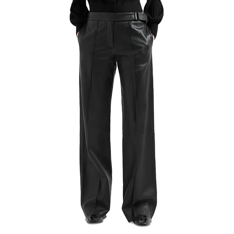Emporio Armani Leather Trousers with Buckle Detail