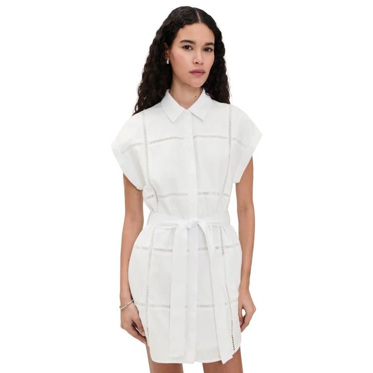 LE JEAN Eyelet Shirtdress White XS