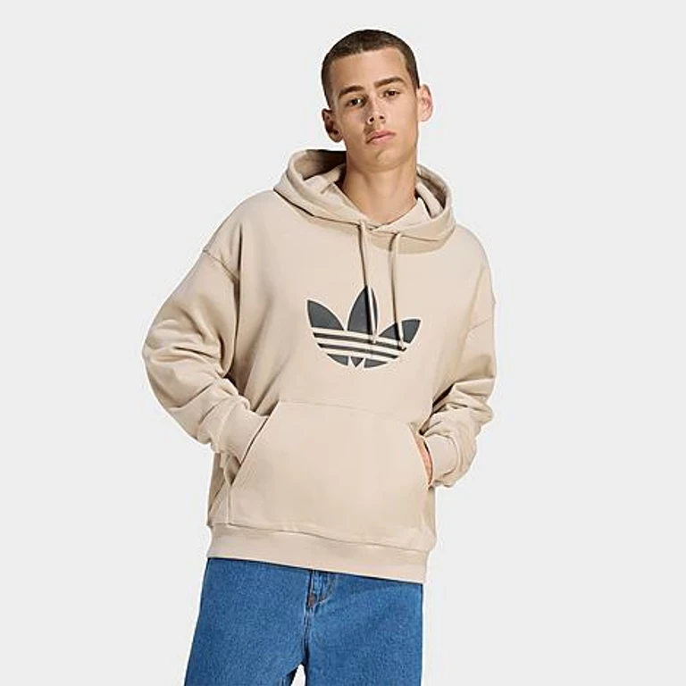 adidas Men's Originals adicolor Trefoil Hoodie in Stone Khaki Size: XS