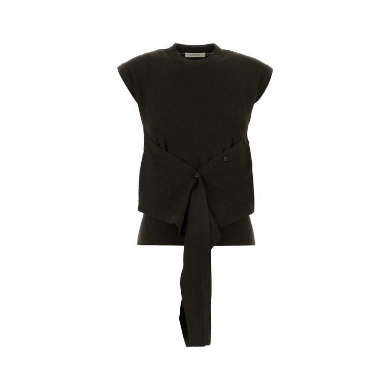 Lemaire Dark Brown Wool And Acrylic Vest Darkcacao Exterior: Maglieria - Women