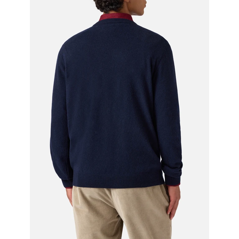 Mc2 Saint Barth Crewneck Sweater Heron Light With Moglie Vacanza Inizia La Danza Embroidery Yuppies Special Edition Blue - Men