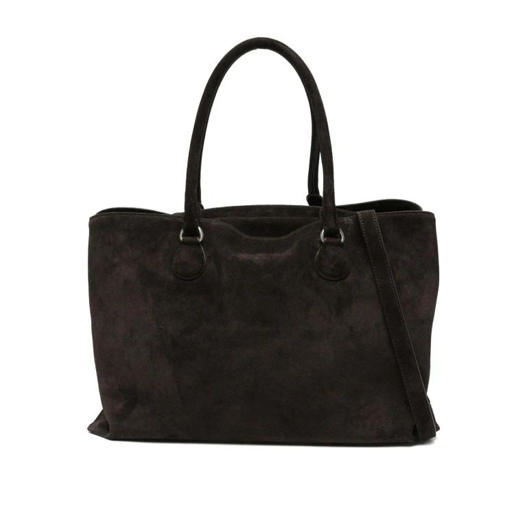 Osoi shell Brot Large Brown Shopper With Two Handles And Key Pendant In Suede Woman