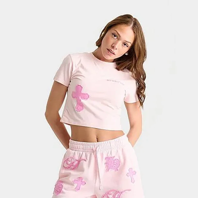 Hoodrich Women's Mist Baby T-Shirt in Pink-a-Boo Size: XS