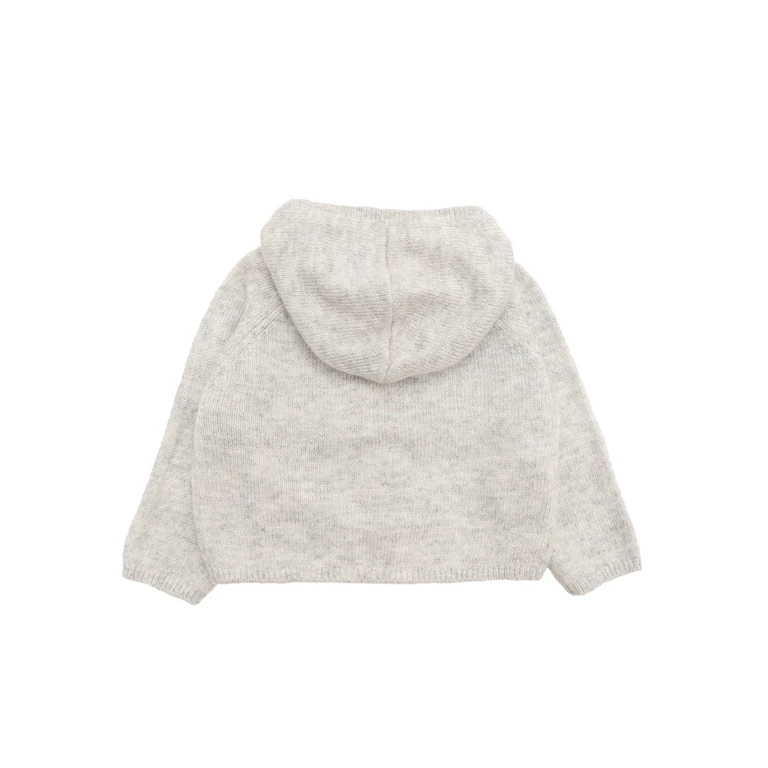 Teddy & Minou Sweater Grey Polyamide Wool Alpaca Mohair Crewneck - Kids