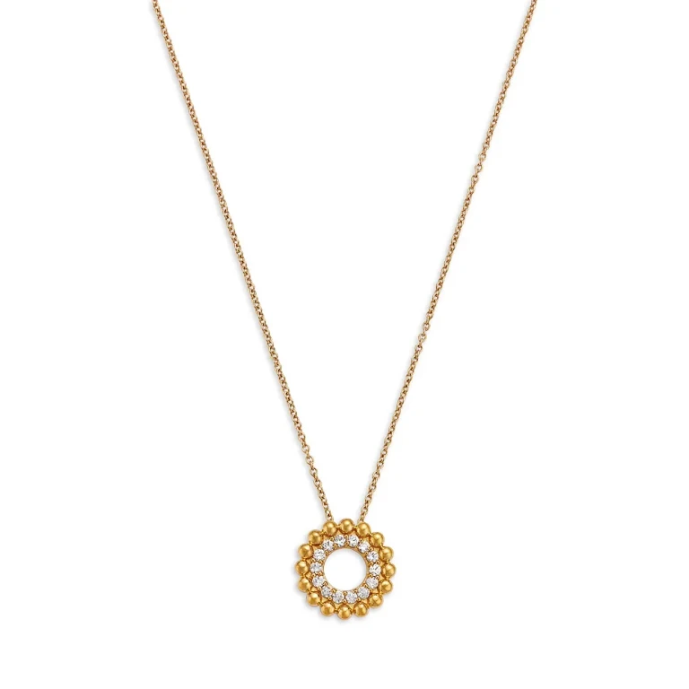 Diamond Circle Pendant Necklace in 14K Yellow Gold, 0.16 tcw