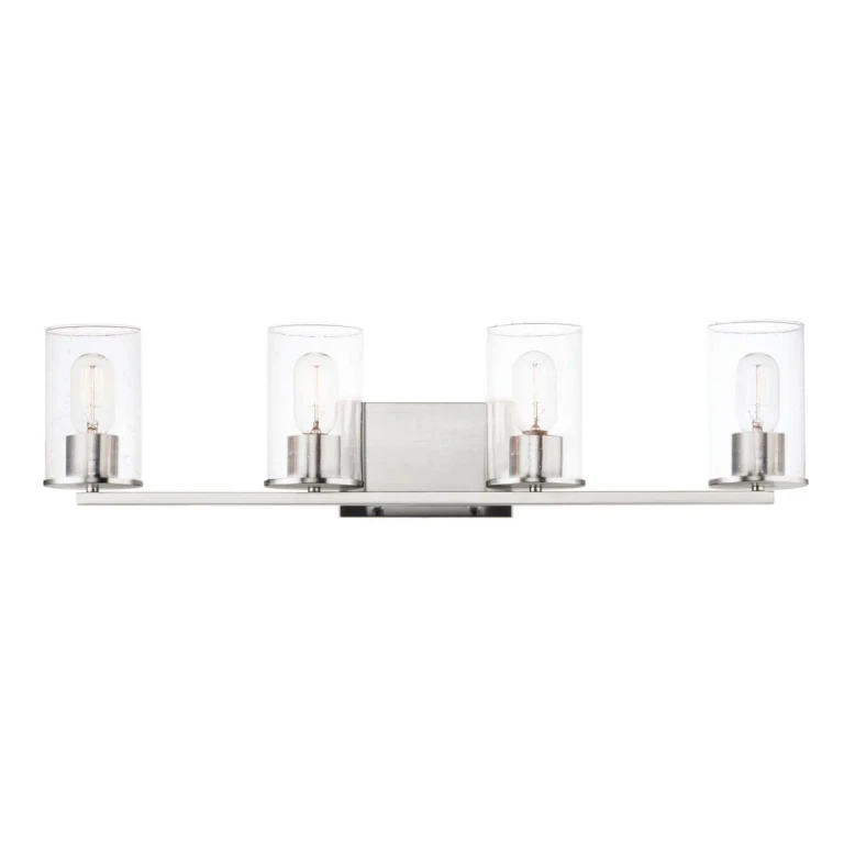 Satin Nickel Four Light Bath Vanity from the Sleek Collection