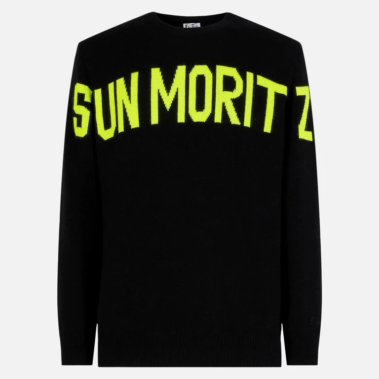 MC2 Saint Barth Man Black Sweater With Lettering