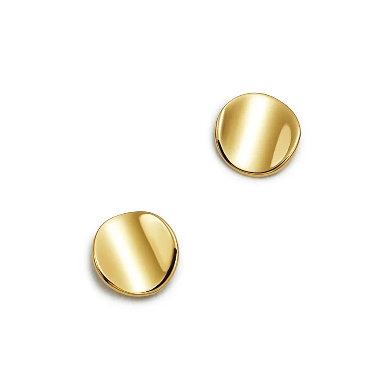Curved Circle Stud Earrings in 14K Yellow Gold - Exclusive