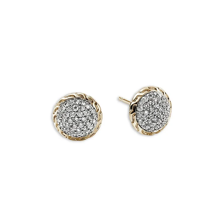 John Hardy 14K Yellow Gold Jh Essentials Diamond Pave Stud Earrings