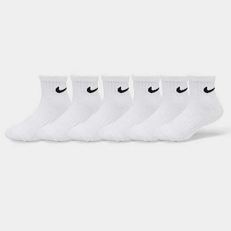 Nike Little Kids Dri-FIT Ankle Socks (6-Pack) in White Size: 5-7