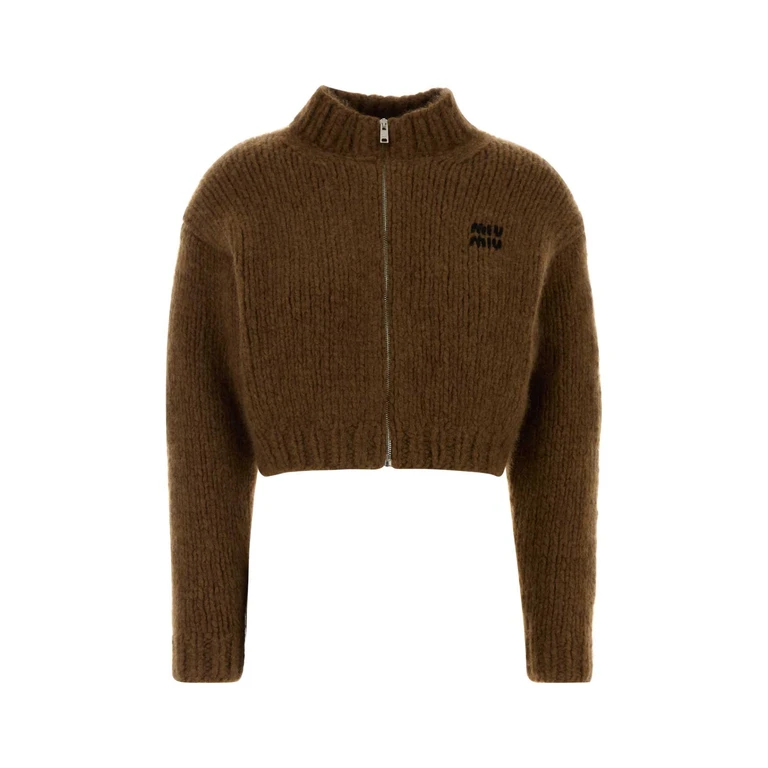 Miu Miu Brown Cashmere Cardigan Tabacco Exterior: Maglieria - Women