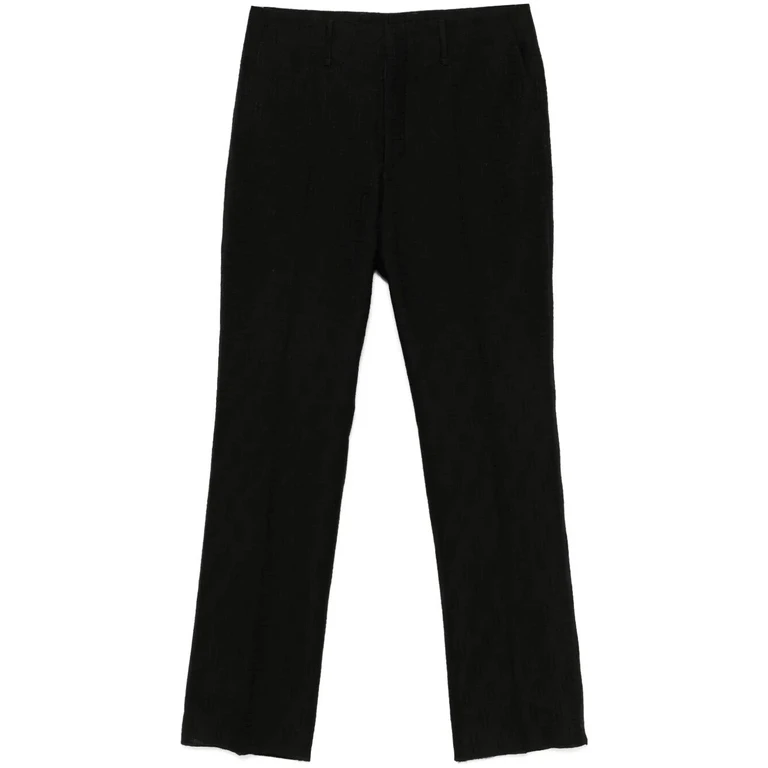 Fendi Black Linen Blend Pant Nero Exterior: Cotton Pantaloni - Men