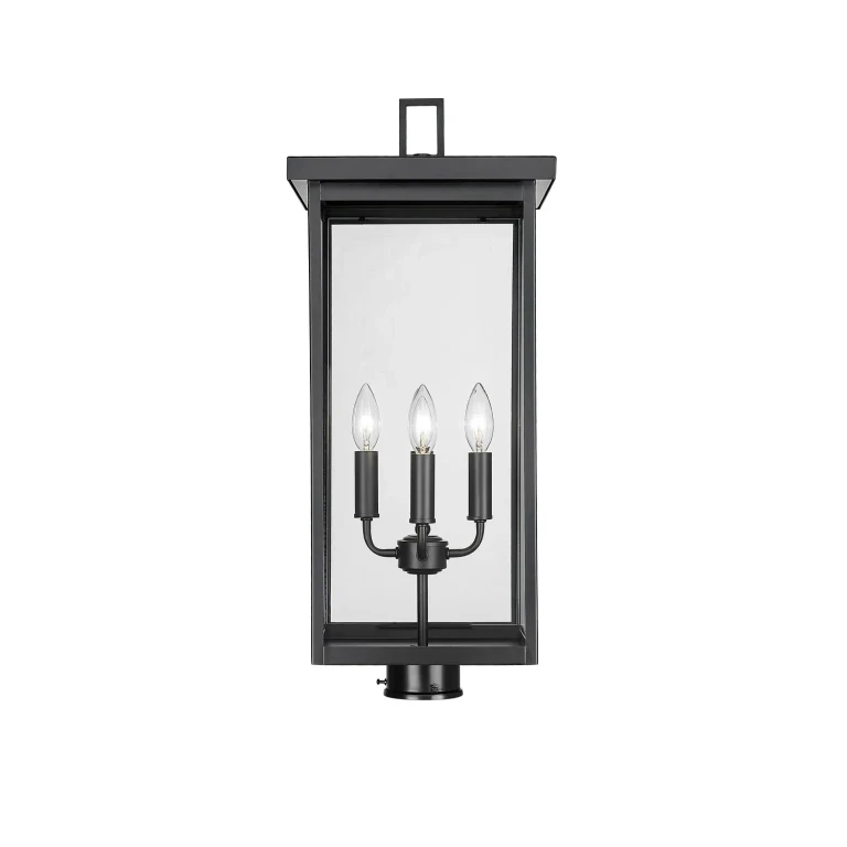 Powder Coated Black Four Light Outdoor Post Lantern from the Barkeley Collection
