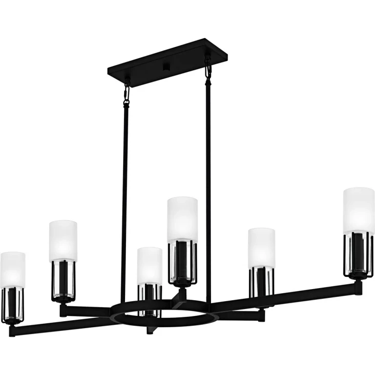 Matte Black Linear Chandelier from the Cruz Collection