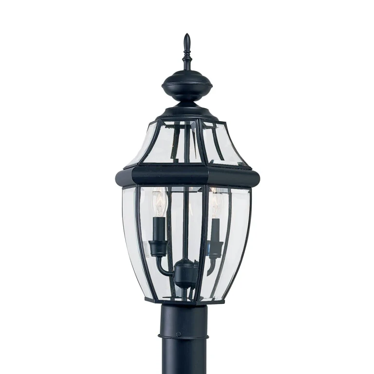 Black Two Light Outdoor Post Lantern from the Lancaster Collection