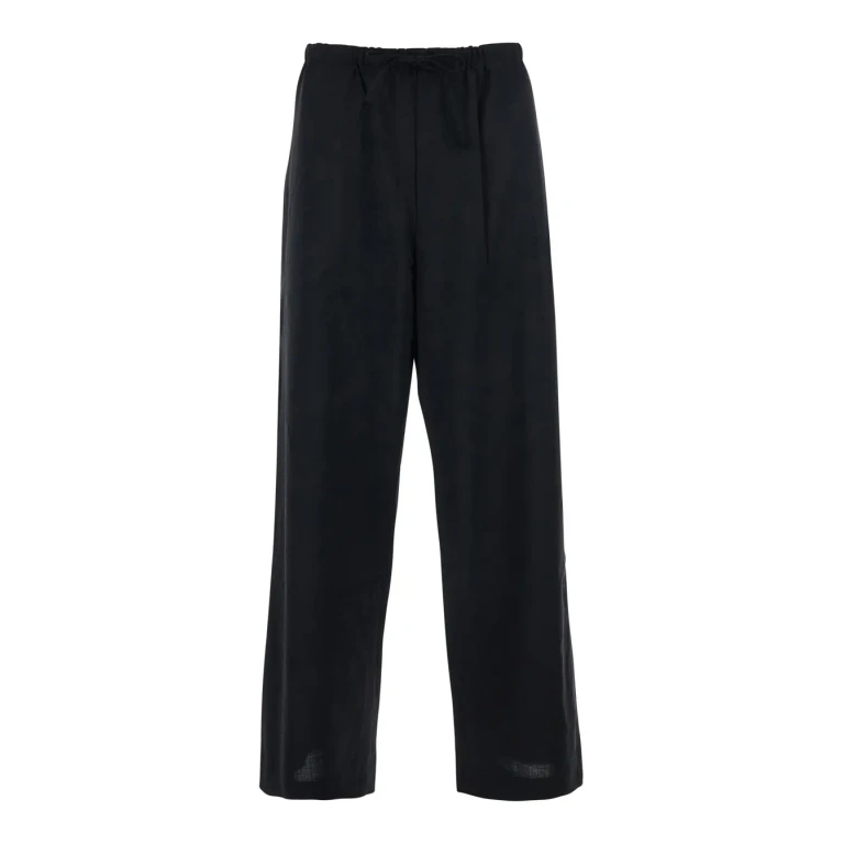 Tonywack Black Pants With Drawstring Waist In Wool Blend Man