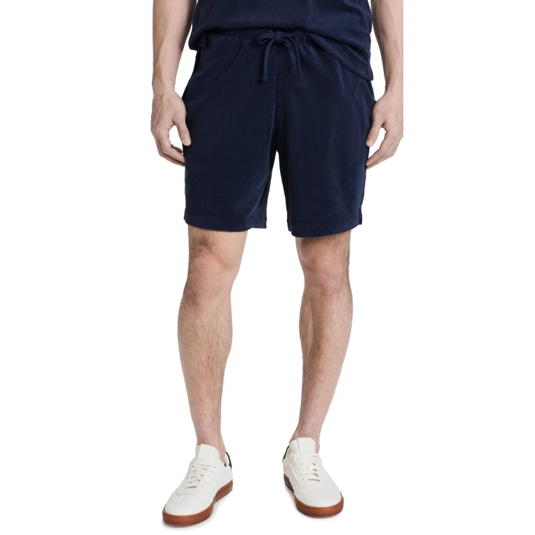 Onia Towel Terry Pull On Shorts 7.75 Deep Navy L
