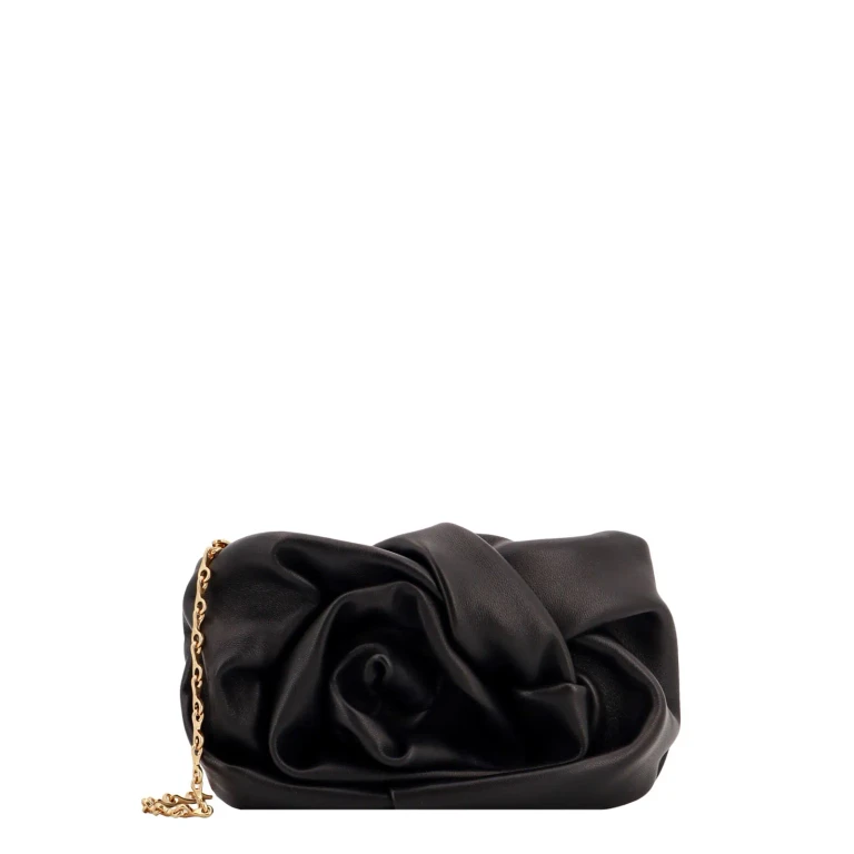 Clutch Burberry in pelle nappa nera con rosa