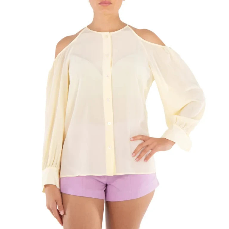 Stella Mccartney Ladies Yellow Off Shoulder Silk Blouse