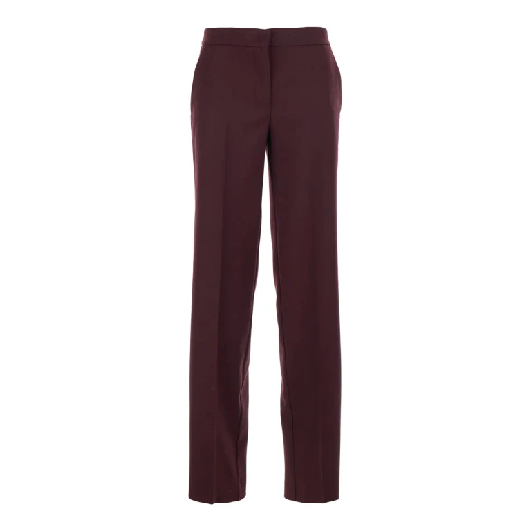 TwinSet Violet Pants With Concealed Front Closure And Logo Plaque On The Rear In Wool Blend Stretch Woman