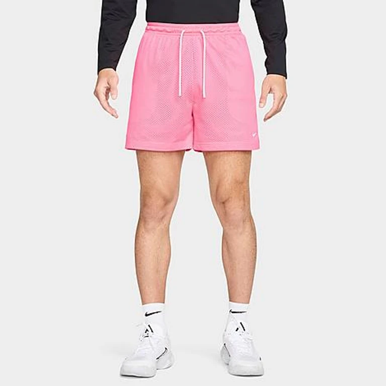 Nike Men's Dri-FIT 5" Mesh Basketball Shorts in Hyper Pink/White Size: XXS