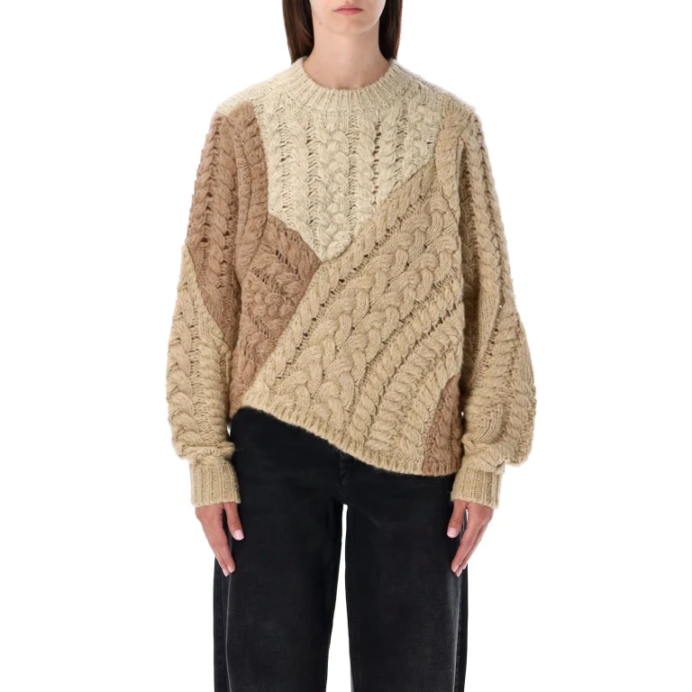 Beige Patchwork Cable Knit Sweater Marant étoile