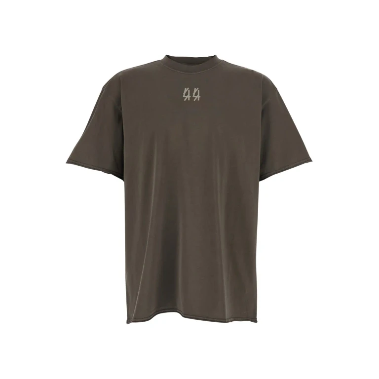 44 Label Group Grey Crew Neck T-shirt With Maxi Logo On The Back In Cotton For Men