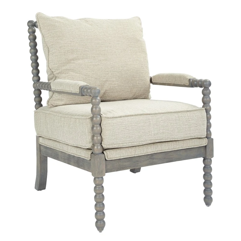 Abbot Ivory and Gray Armchair