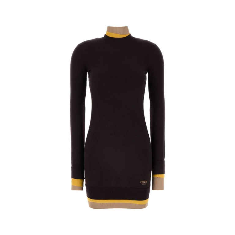 Fendi Plum Wool Blend Dress Aubergine Abiti - Women