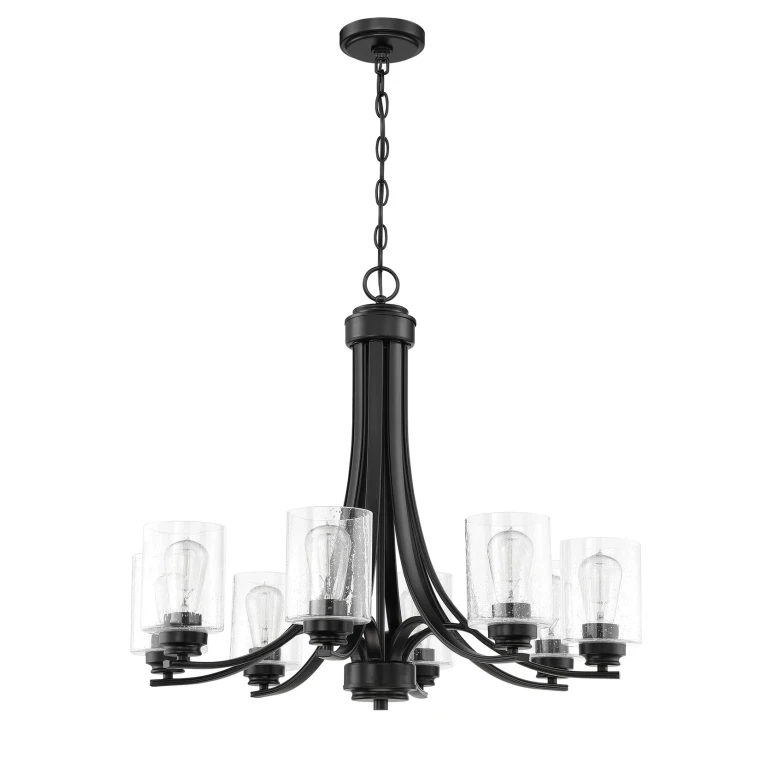 Flat Black Eight Light Chandelier from the Bolden Collection