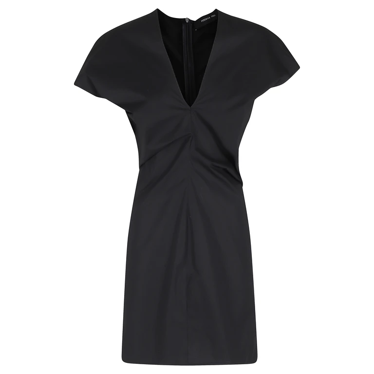Federica Tosi Abito Corto Scollo V Popeline Black Cotone Elastan - Women