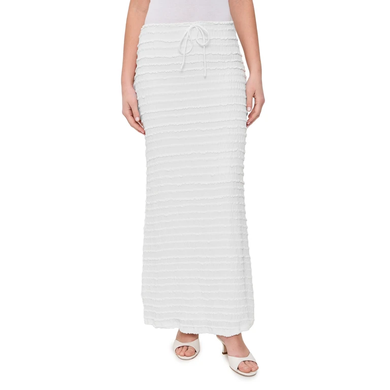 Seven Wonders Adalee Ruffle Texture Maxi Skirt White M