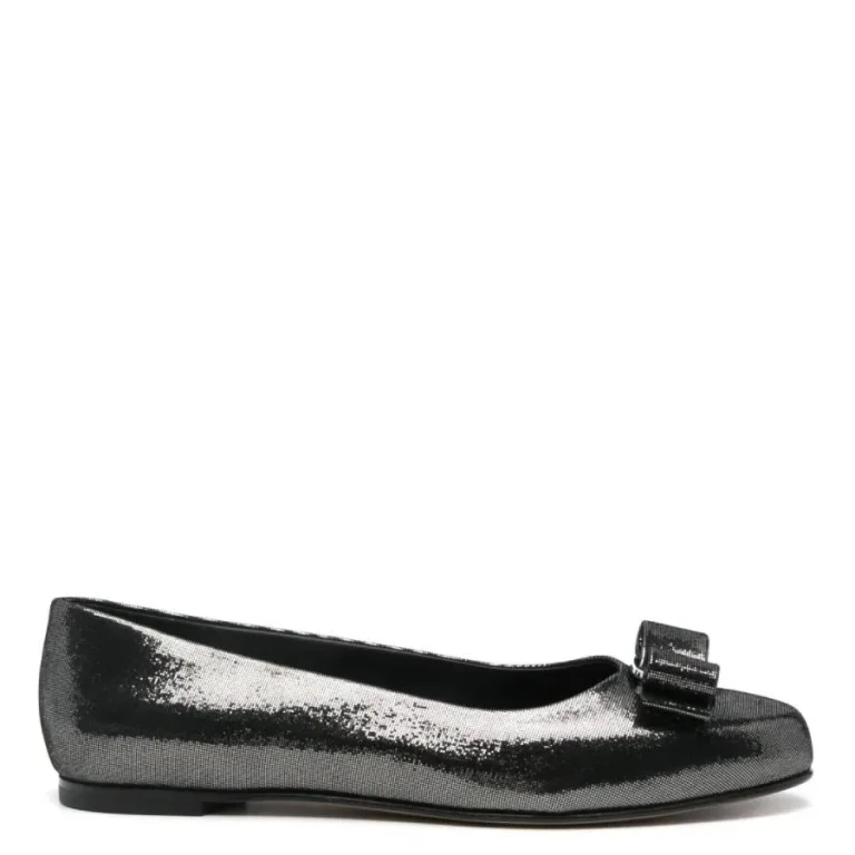 Ferragamo Varina Metallic Leather Ballet Flats