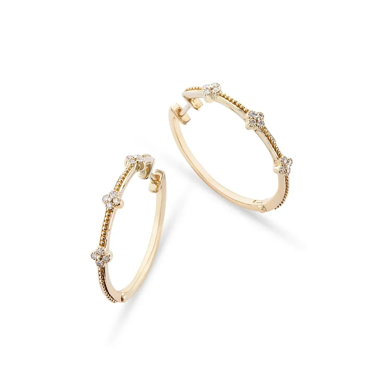 Diamond Hoop Earrings in 14K Yellow Gold, 0.18 tcw