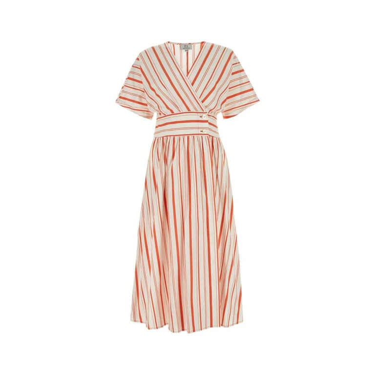 Woolrich Striped V-neck Short-sleeved Dress