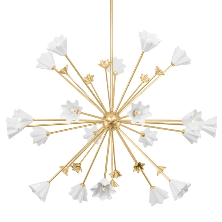 Vintage Gold Leaf 20 Light Chandelier from the Julieta Collection