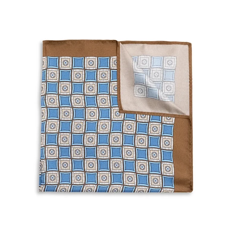 Floral Medallion Geometric Silk Pocket Square - Exclusive