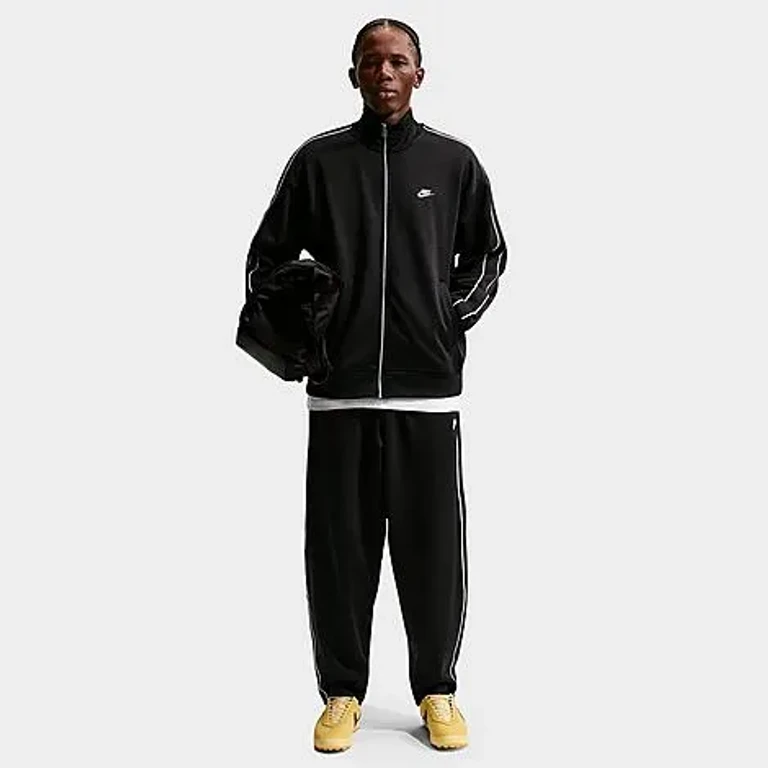 Nike Men's Sportswear Club Oversized Knit Track Jacket in Black/White Size: XS