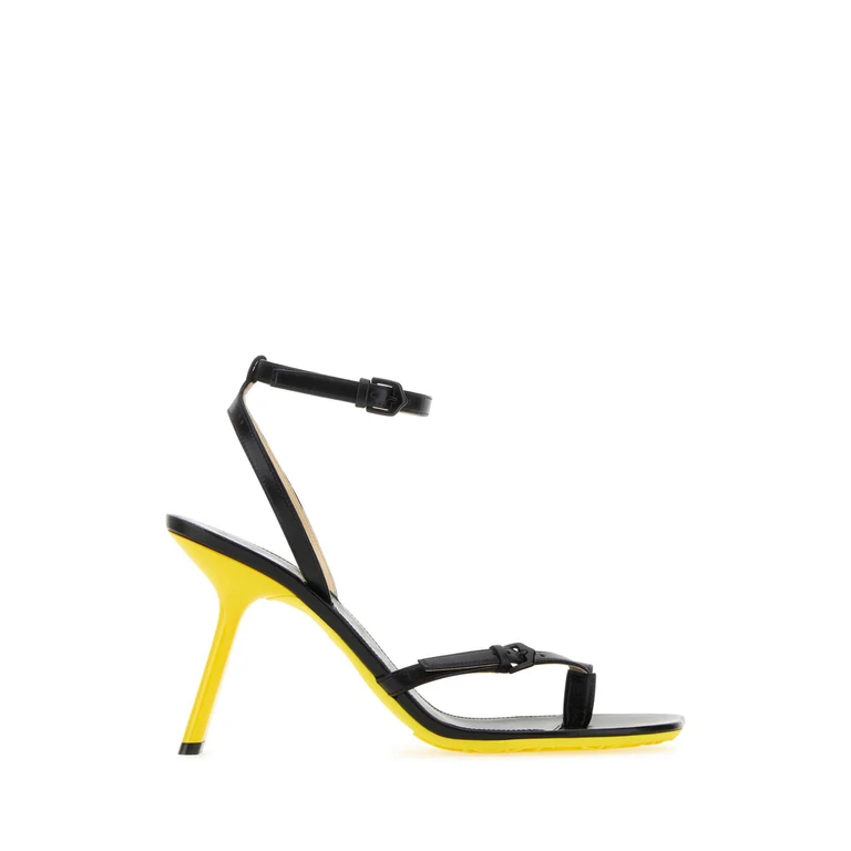 Loewe Black Leather Petal Sandals Sandali - Women