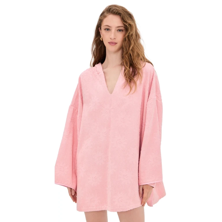 Hunza G Sunny Terry Cloth Poncho Pink One Size