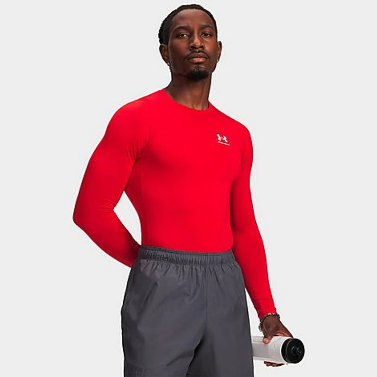 Under Armour Men's HeatGear Long-Sleeve Training Top in Red/White Size: XS