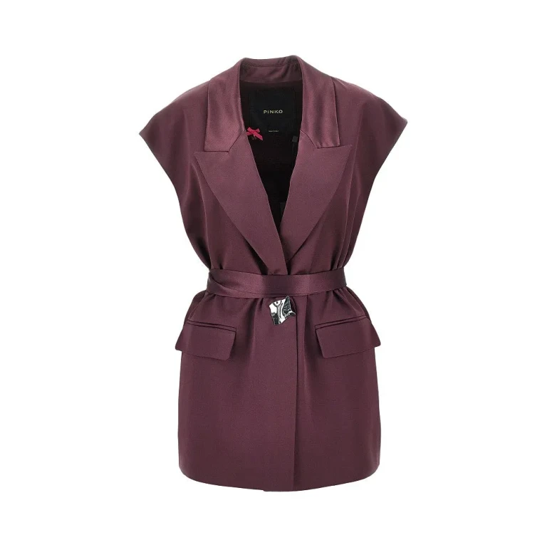 PINKO Sleeveless satin jacket with belt Woman 40