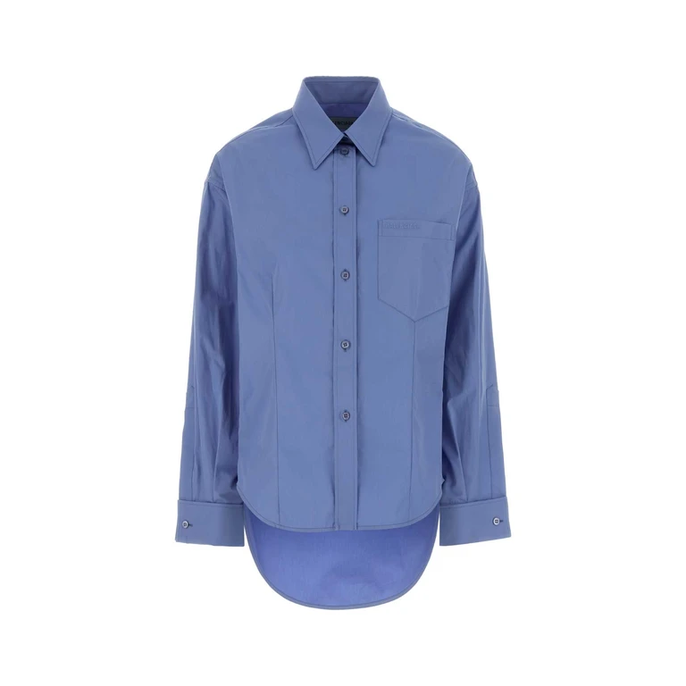 Balenciaga Cerulean Poplin Shirt Light Blue Exterior: Cotton Camicie - Women