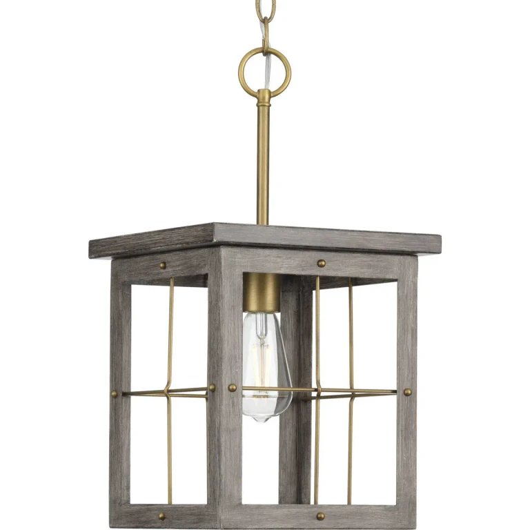 Distressed Brass One Light Pendant from the Hedgerow Collection