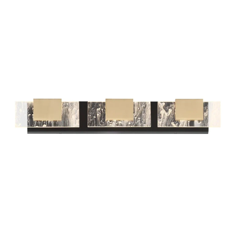 Kasha 3-Light LED Bathroom Vanity Light in Black And Brass