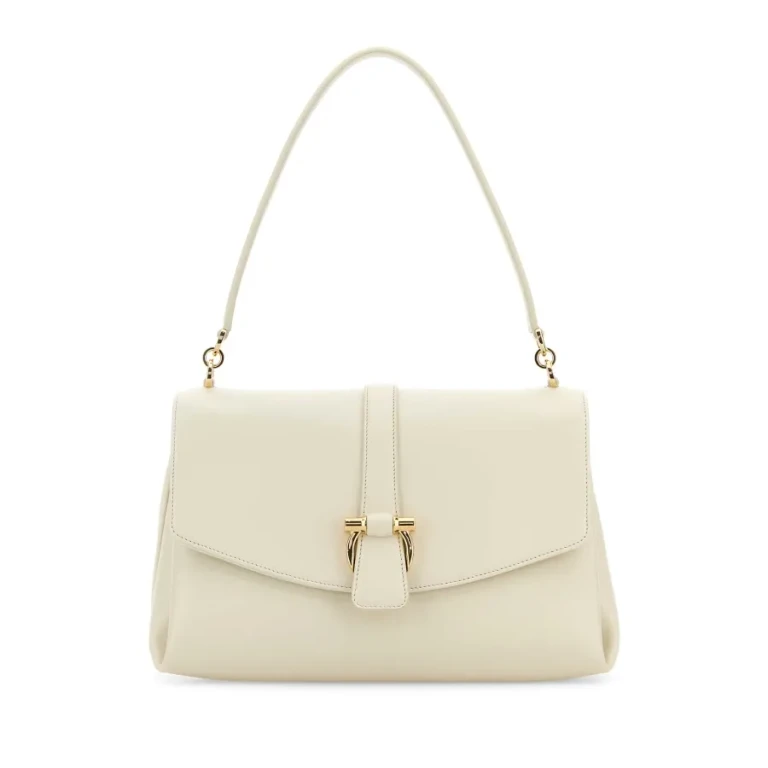 Ferragamo Ivory Leather Shoulder Bag