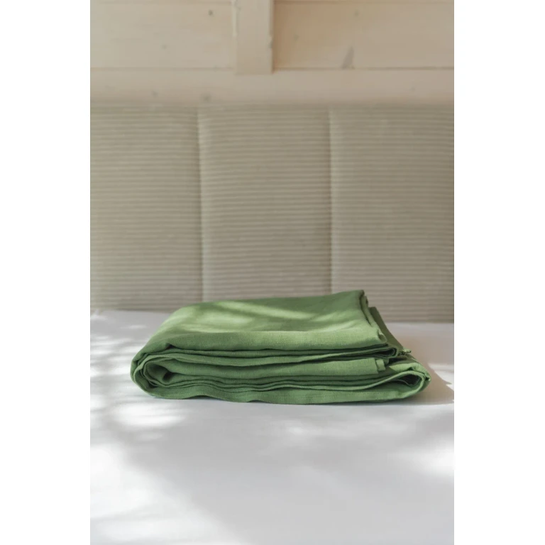 Linen flat sheet in Matcha Green