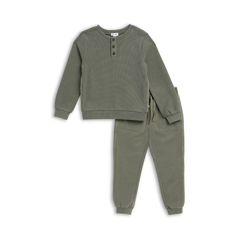 Splendid Boys' Adventure Thermal Henley Top & Jogger Pants Set - Little Kid